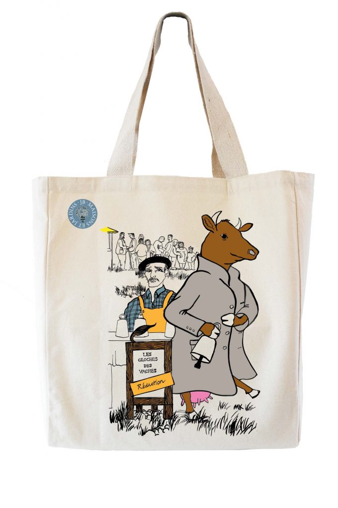Illustration of a cow for a tote bag design
